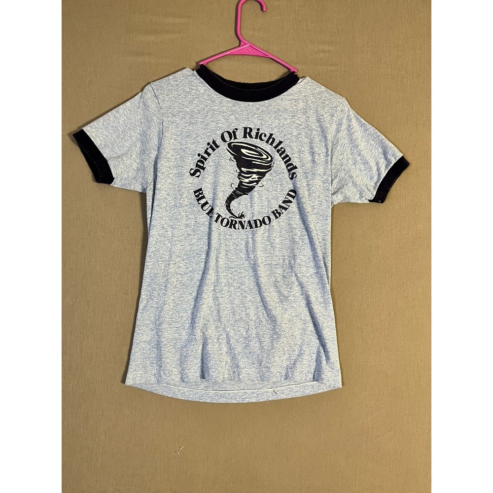 Vintage Ringer Tee Richlands Blue Tornado Band Small Blue Good